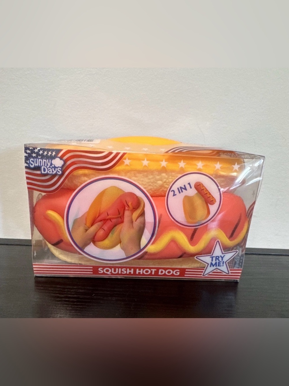 Sunny Days Squishy Hot Dog Toy - Red & Yellow